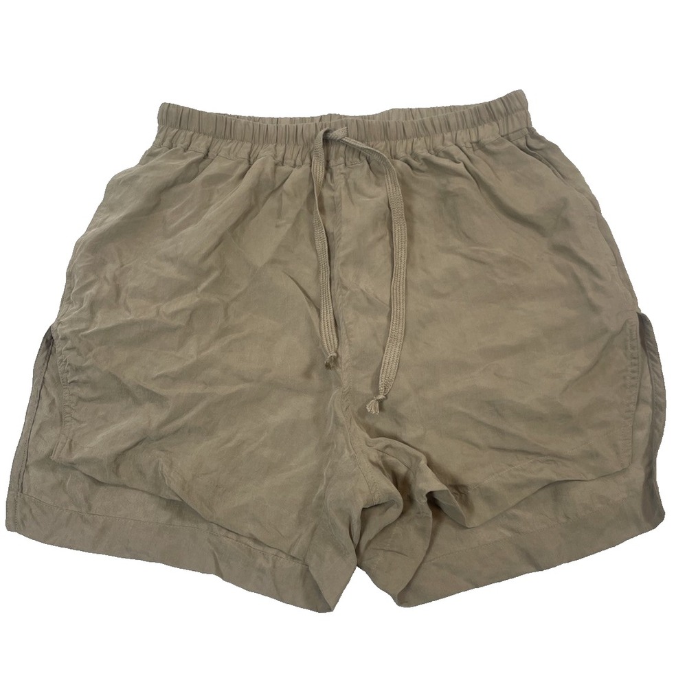 Zara women's Short Khaki Green Relaxed Fit Size M Mid Length High Rise Side Slit